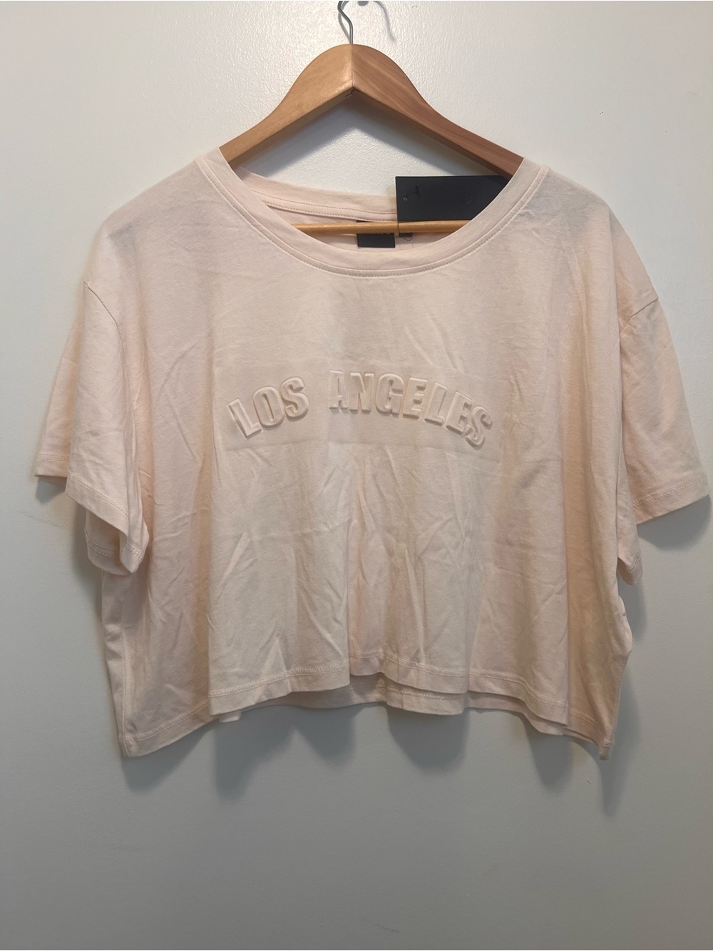 NWT Mono B Los Angeles Crop Tee 2XL Blush Pink Tonal Graphic T-Shirt